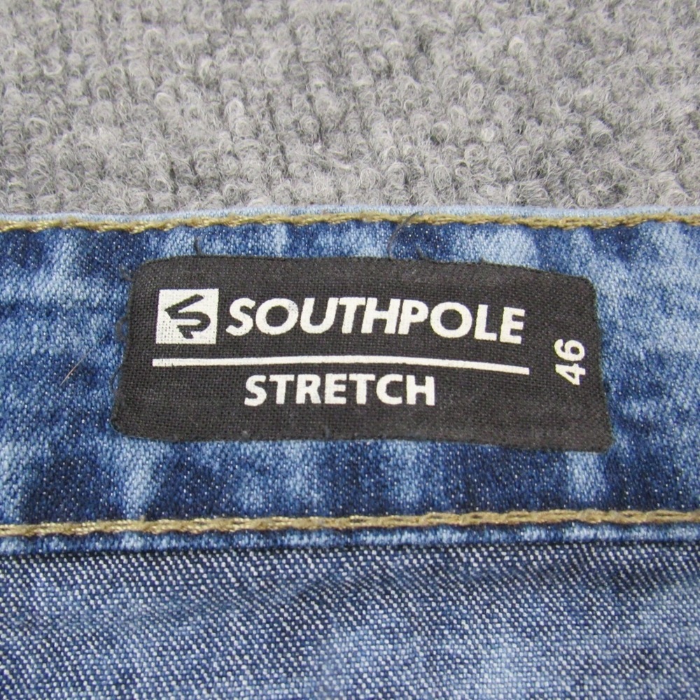 Southpole Jean Shorts Mens 46 Acid Wash Moto Biker Distressed Denim Streetwear - Picture 3 of 16
